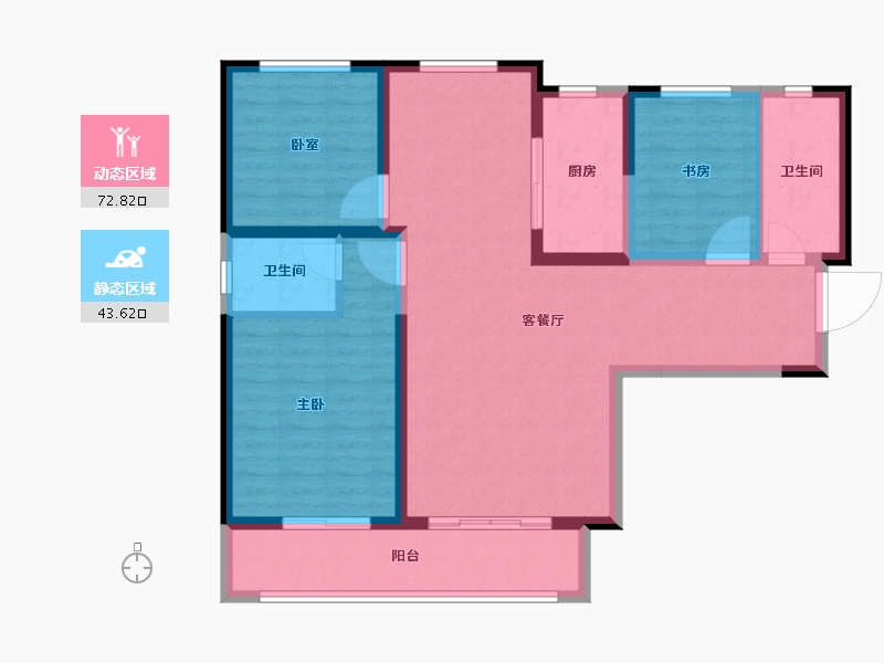 陕西省-咸阳市-鑫苑又一程臻境-104.81-户型库-动静分区