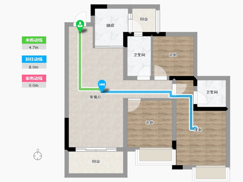 四川省-内江市-邦泰天悦城大学城1号-72.17-户型库-动静线