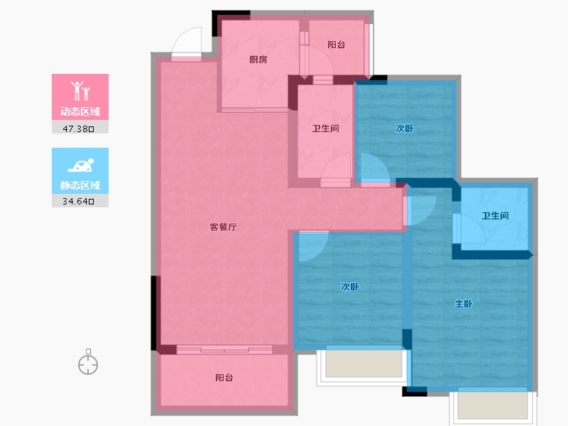 四川省-内江市-邦泰天悦城大学城1号-72.17-户型库-动静分区