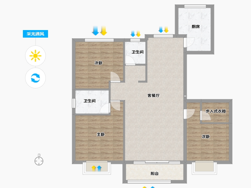 山东省-菏泽市-凯兴学府-104.87-户型库-采光通风