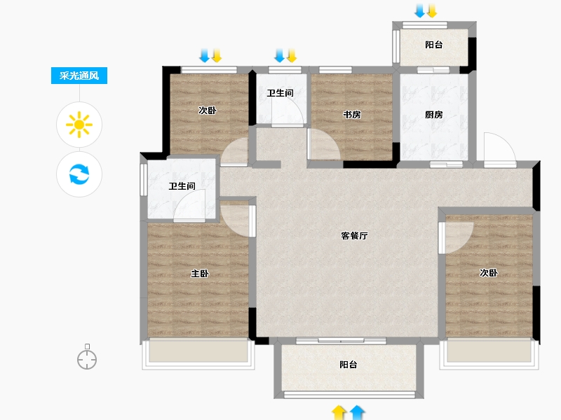 山东省-菏泽市-绿城诚园-110.00-户型库-采光通风