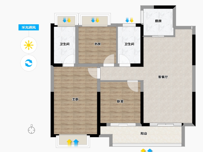 江苏省-盐城市-​玲珑河畔-96.00-户型库-采光通风