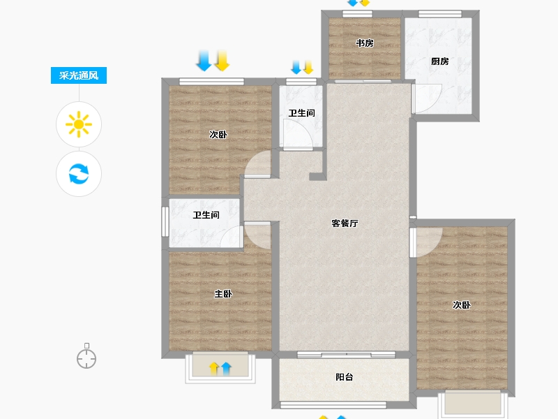 山东省-菏泽市-凯兴学府-108.01-户型库-采光通风