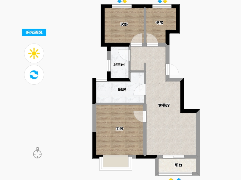 天津-天津市-中建玖樾府-60.00-户型库-采光通风