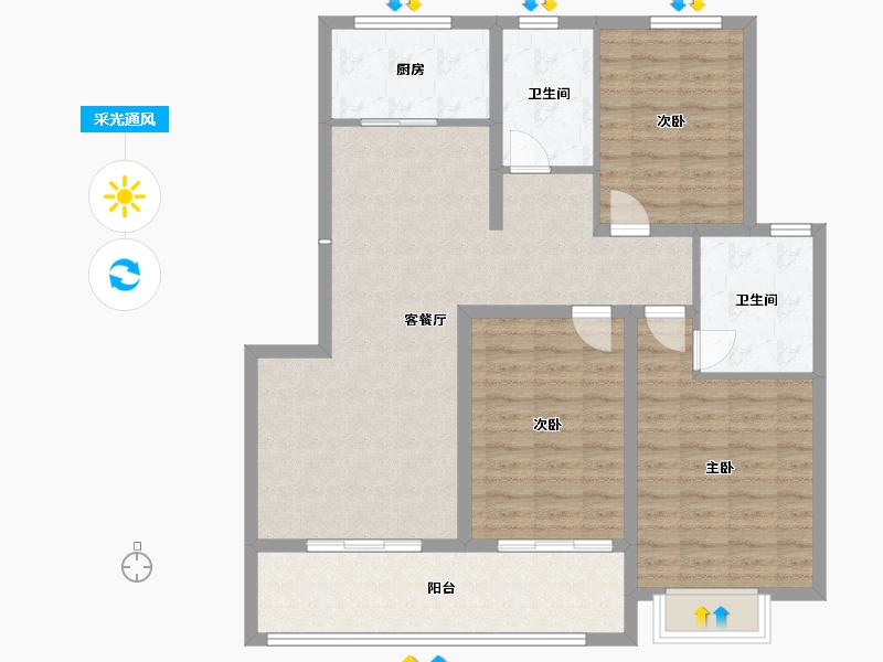 山东省-菏泽市-泰和是城-106.39-户型库-采光通风