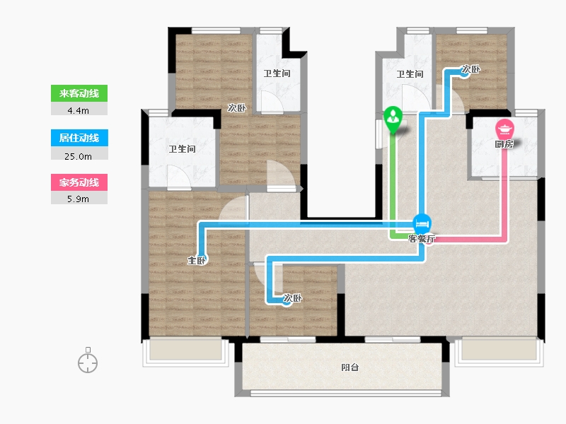 山东省-菏泽市-碧桂园峰境-128.11-户型库-动静线