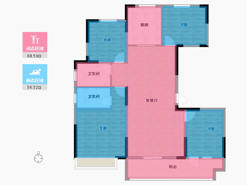 山东省-菏泽市-华鹏麟珑印-112.27-户型库-动静分区