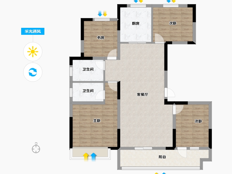 山东省-菏泽市-华鹏麟珑印-112.27-户型库-采光通风