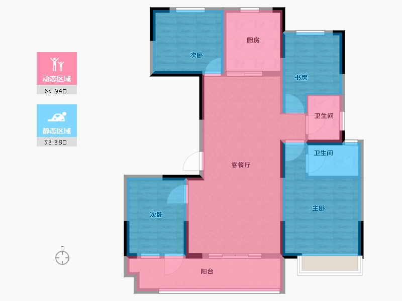 山东省-菏泽市-华鹏麟珑印-107.01-户型库-动静分区