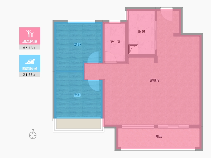 陕西省-咸阳市-绿地世界城-76.00-户型库-动静分区