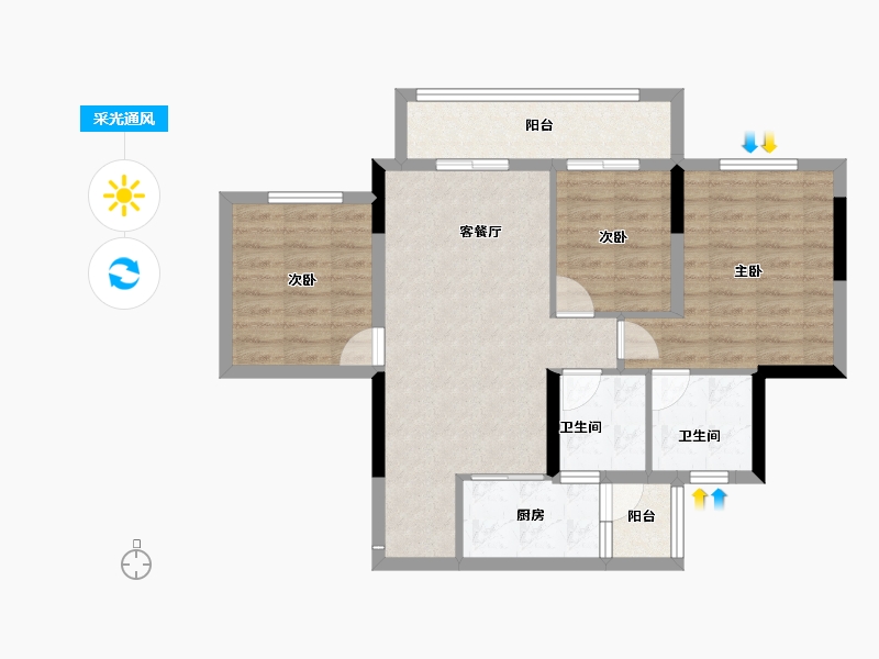 四川省-泸州市-贤达中央公园-76.81-户型库-采光通风