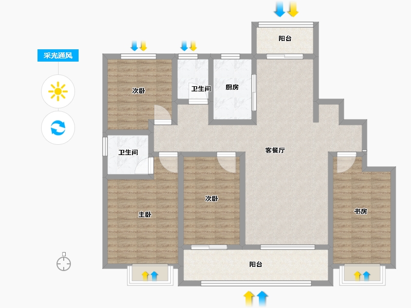 山东省-菏泽市-泰和是城-128.00-户型库-采光通风