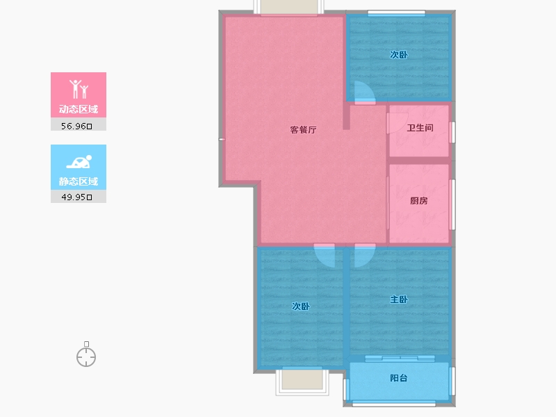 陕西省-咸阳市-嘉园华庭-96.80-户型库-动静分区