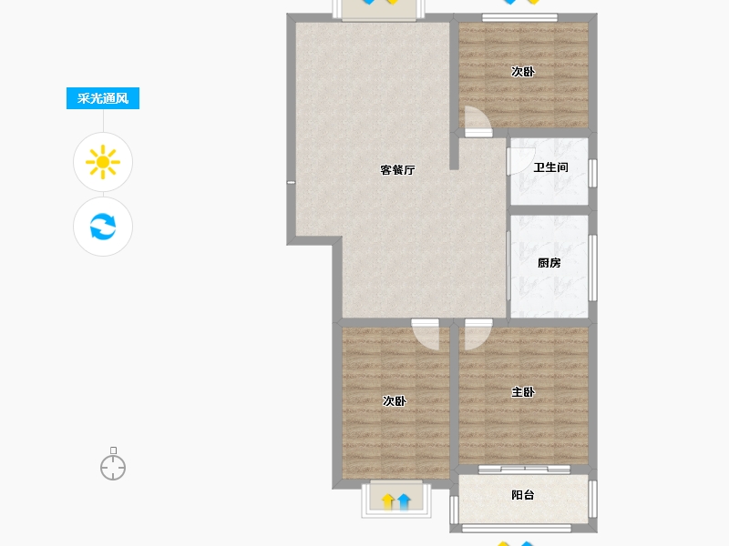 陕西省-咸阳市-嘉园华庭-96.80-户型库-采光通风