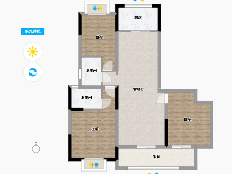 河南省-南阳市-常绿卧龙府-120.00-户型库-采光通风