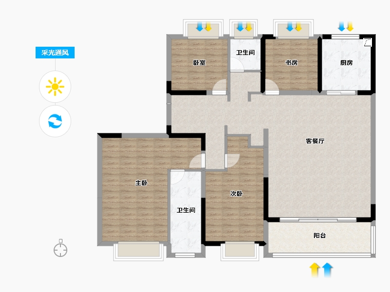 江苏省-盐城市-绿地香港新天地-148.86-户型库-采光通风