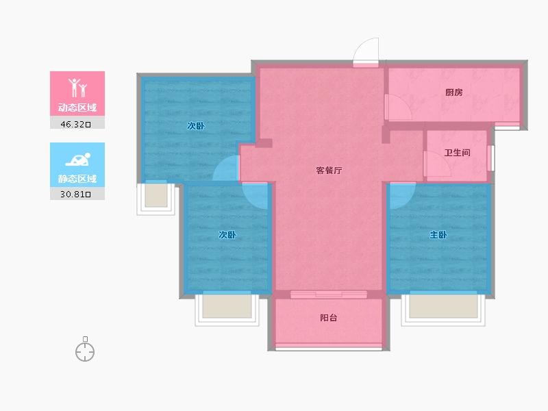 陕西省-西安市-龙发天泉湾-68.52-户型库-动静分区