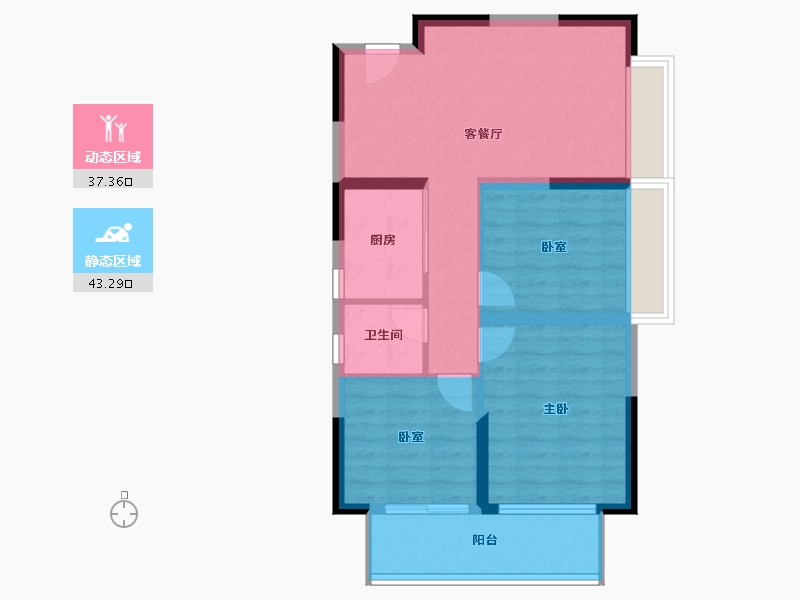 河南省-洛阳市-常绿林溪宸院-72.08-户型库-动静分区