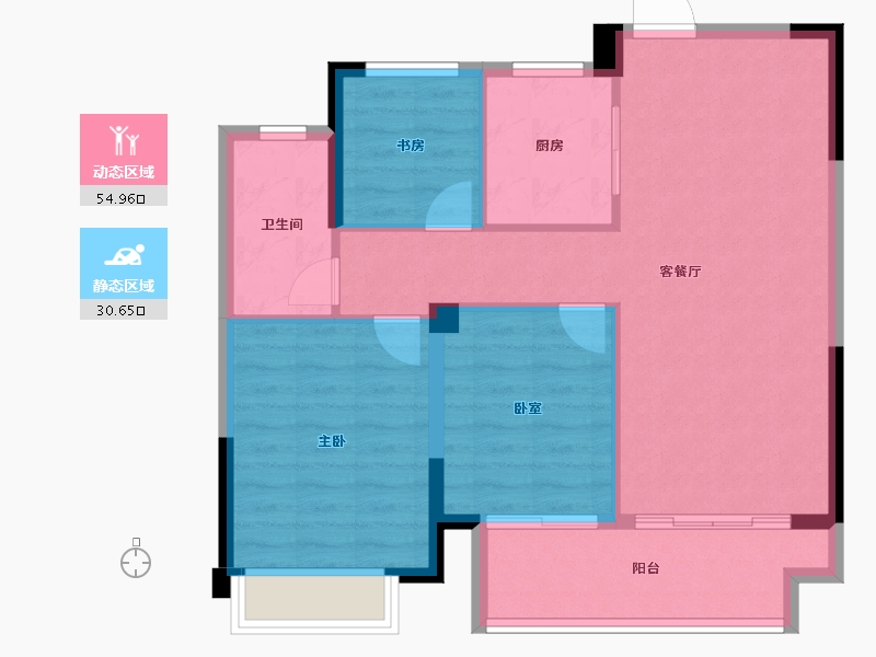 江苏省-盐城市-​百禾小镇二期绿城百禾-77.60-户型库-动静分区