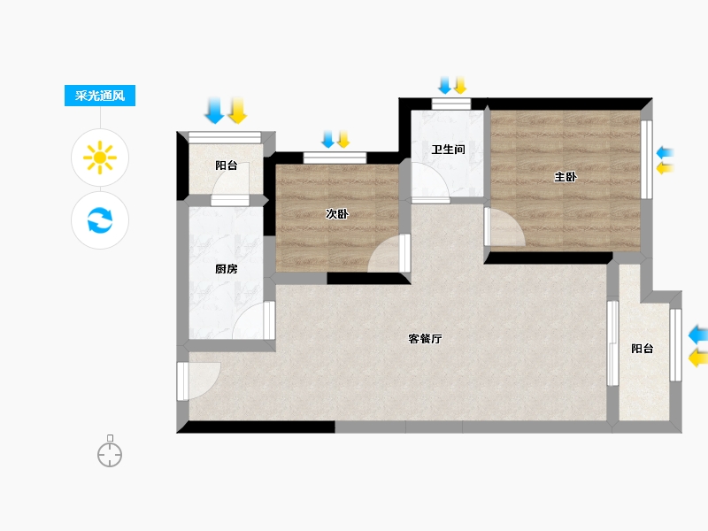 四川省-泸州市-远洋红星天铂-53.84-户型库-采光通风