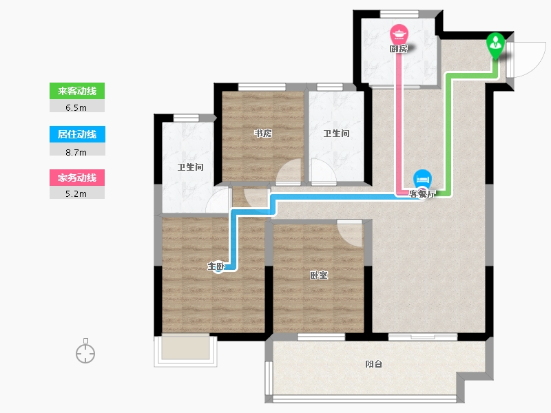 江苏省-盐城市-射阳珺悦府-94.40-户型库-动静线