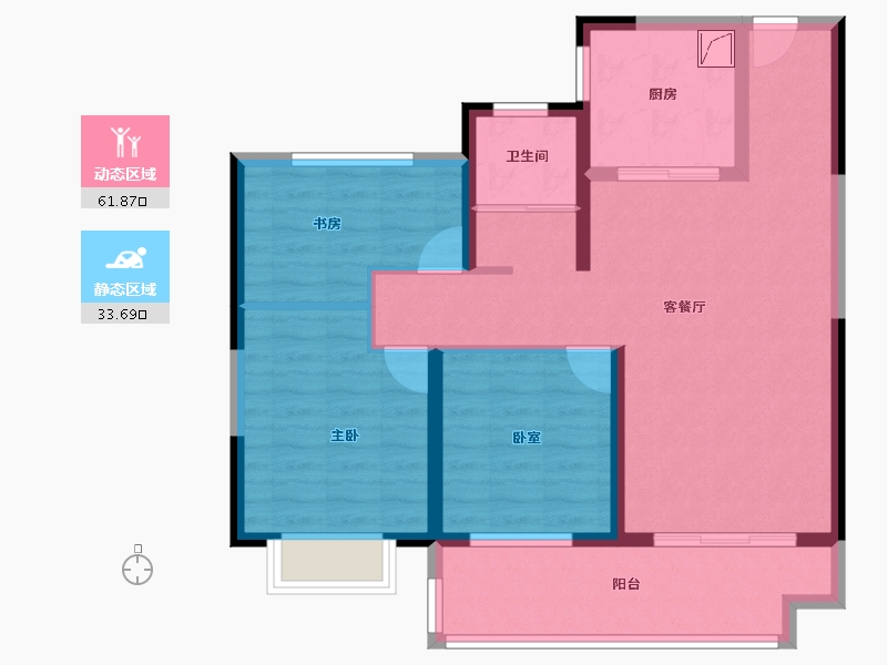 江苏省-盐城市-大丰碧桂园玖玺-84.80-户型库-动静分区