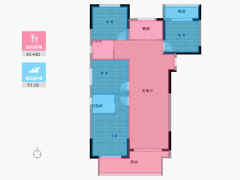 河南省-洛阳市-常绿林溪宸院-101.45-户型库-动静分区