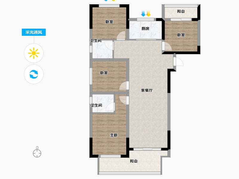 河南省-洛阳市-常绿林溪宸院-101.45-户型库-采光通风