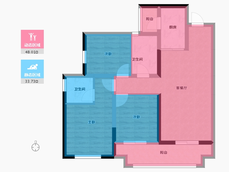 四川省-泸州市-远洋红星天铂-71.69-户型库-动静分区