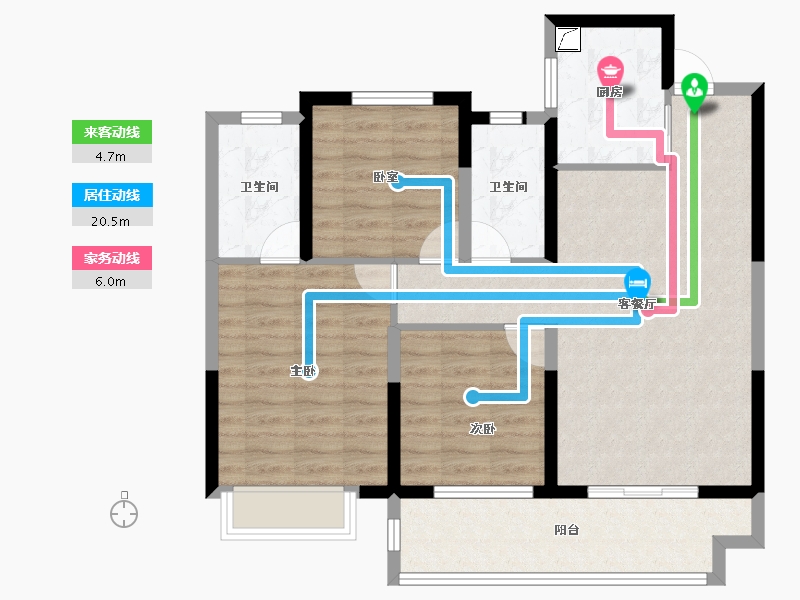 江苏省-盐城市-绿地香港新天地-88.00-户型库-动静线