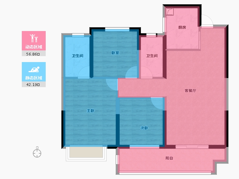 江苏省-盐城市-绿地香港新天地-88.00-户型库-动静分区