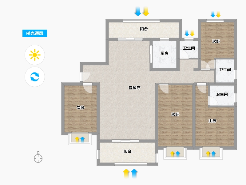 福建省-泉州市-滨海星城-150.00-户型库-采光通风