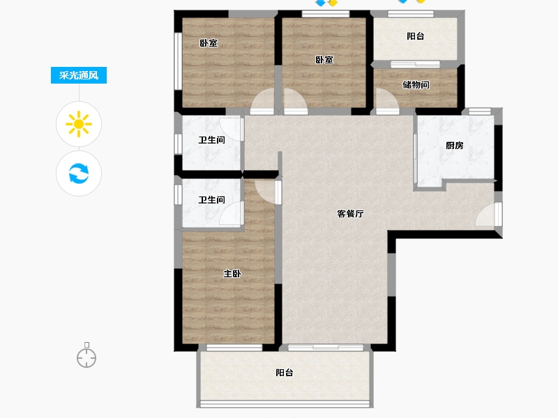 河南省-洛阳市-常绿林溪宸院-98.59-户型库-采光通风