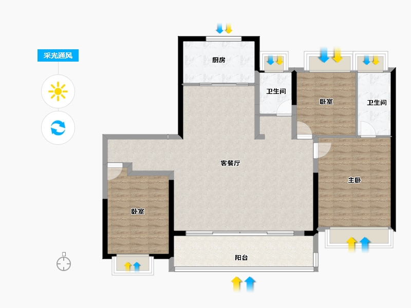 江苏省-盐城市-绿地香港新天地-122.40-户型库-采光通风