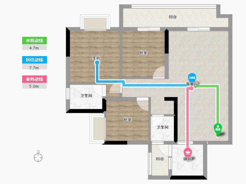 四川省-泸州市-川阳蓝城御景-83.50-户型库-动静线