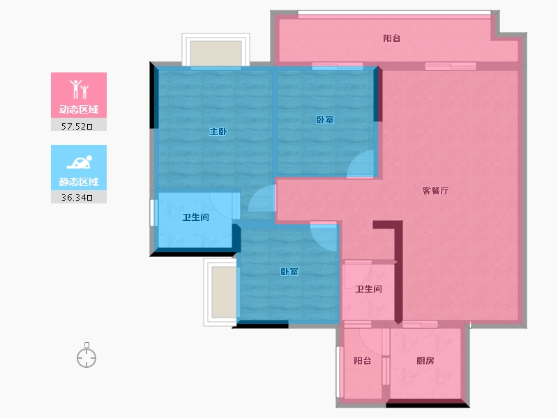 四川省-泸州市-川阳蓝城御景-83.50-户型库-动静分区