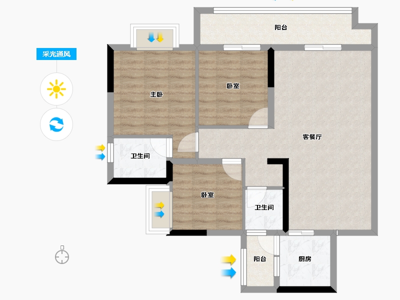 四川省-泸州市-川阳蓝城御景-83.50-户型库-采光通风