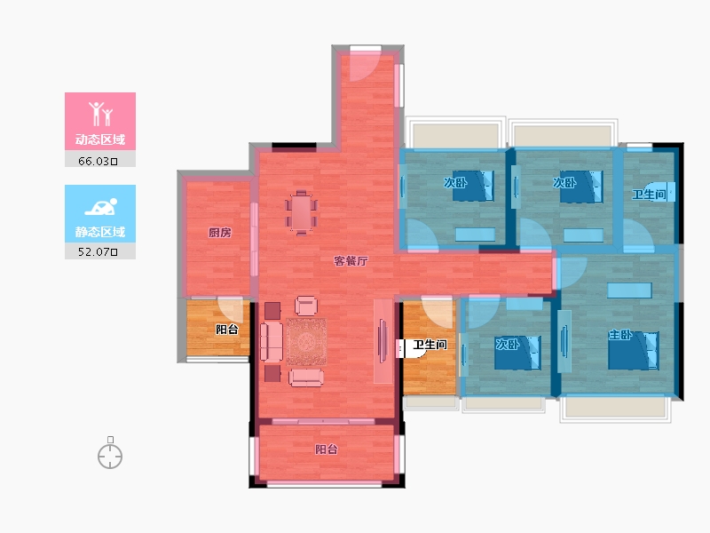 广东省-云浮市-中华文苑-113.14-户型库-动静分区