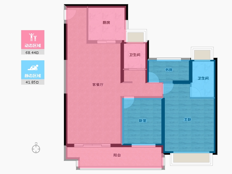 江苏省-盐城市-大丰碧桂园玖玺-98.40-户型库-动静分区