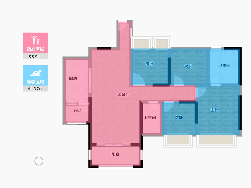 广东省-云浮市-中华文苑-88.17-户型库-动静分区