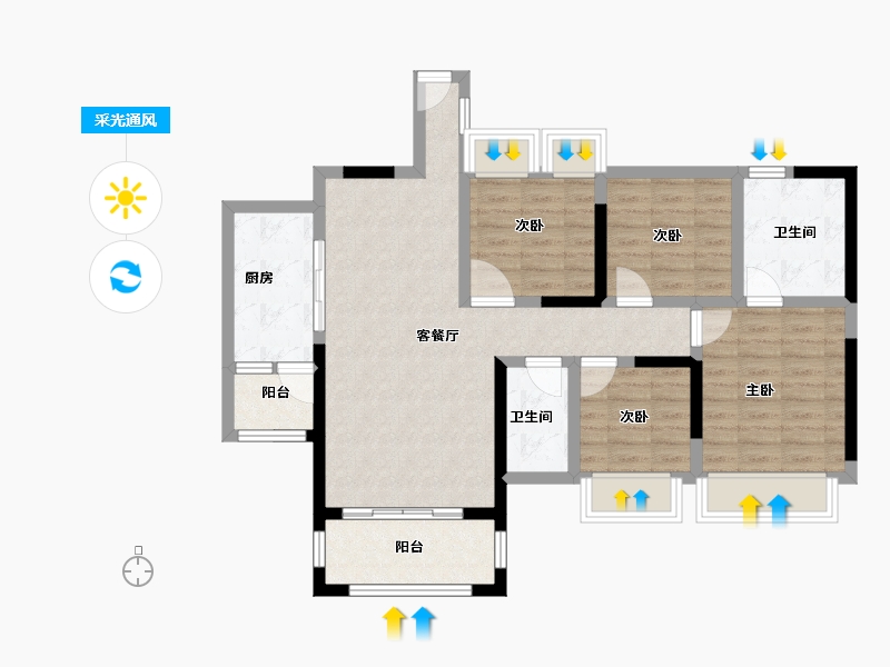 广东省-云浮市-中华文苑-88.17-户型库-采光通风