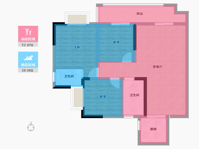 四川省-泸州市-川阳蓝城御景-80.03-户型库-动静分区