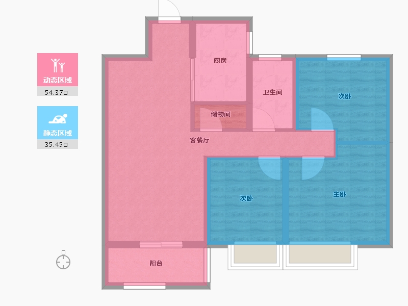 安徽省-淮北市-港利文庭雅苑-80.00-户型库-动静分区