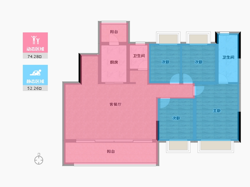 重庆-重庆市-江津鲁能领秀城二街区-113.69-户型库-动静分区