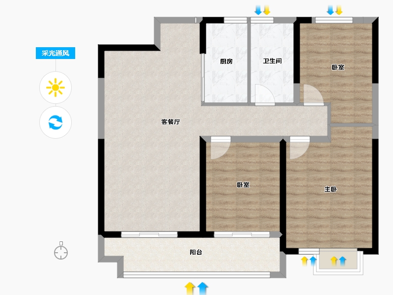 江苏省-盐城市-港利福园-98.40-户型库-采光通风