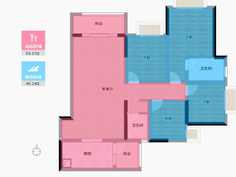 重庆-重庆市-美岸江山-92.63-户型库-动静分区