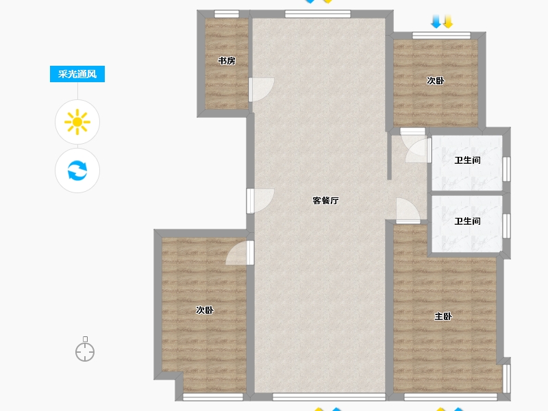 辽宁省-营口市-林昌天铂-97.92-户型库-采光通风