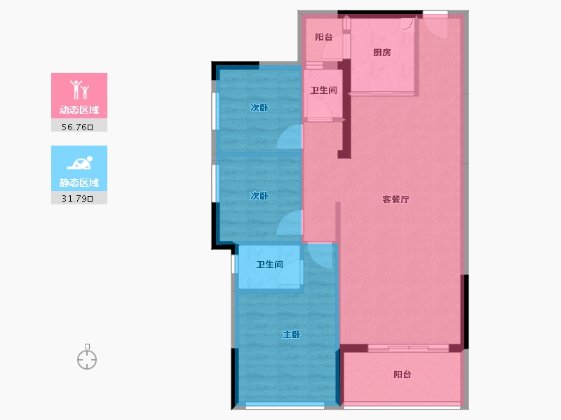 广东省-惠州市-冠华城桂香园-79.74-户型库-动静分区