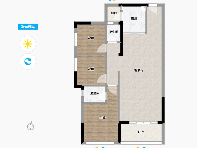 广东省-惠州市-冠华城桂香园-79.74-户型库-采光通风