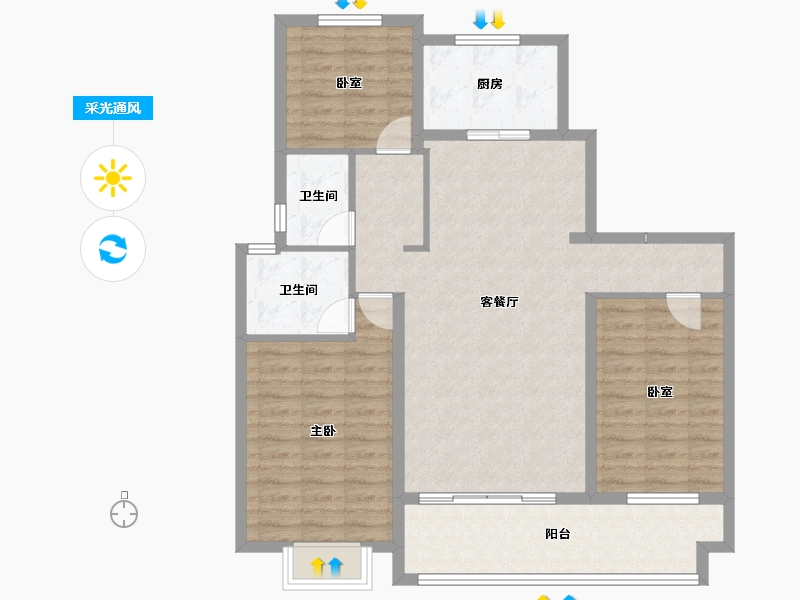 山东省-枣庄市-紫悦山·印象-101.60-户型库-采光通风